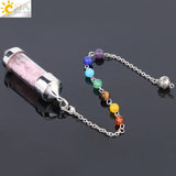 CSJA 7 Chakra Chip Stone Pendant Necklace