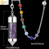 CSJA 7 Chakra Chip Stone Pendant Necklace