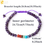 CSJA 7 Chakras Bracelet Amethyst Crystal Beads Charm Jewelry