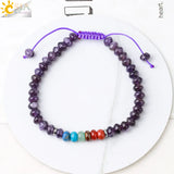 CSJA 7 Chakras Bracelet Amethyst Crystal Beads Charm Jewelry