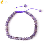 CSJA 7 Chakras Bracelet Amethyst Crystal Beads Charm Jewelry