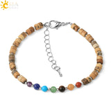 CSJA 7 Chakras Men's Stone Bracelet Healing Beads Howlite Green Aventurine