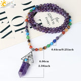 CSJA 7 Chakras Reiki Gem Stone Necklace Tree of Life Pendant