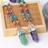 CSJA 7 Chakras Reiki Gem Stone Necklace Tree of Life Pendant