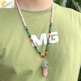 CSJA 7 Chakras Reiki Gem Stone Necklace Tree of Life Pendant