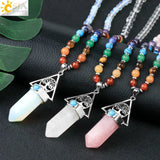 CSJA 7 Chakras Reiki Gem Stone Necklace Tree of Life Pendant