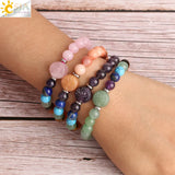 CSJA 8mm 7 Chakra Balance Yoga Tree of Life Crystal Bracelet
