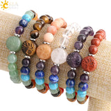 CSJA 8mm 7 Chakra Balance Yoga Tree of Life Crystal Bracelet