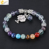 CSJA 8mm Fluorite 7 Chakra Meditation Bracelet