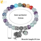 CSJA 8mm Fluorite 7 Chakra Meditation Bracelet
