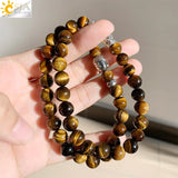 CSJA 8mm Natural Stone Bracelet Set Buddha Head Elastic Strand Bracelets