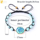 CSJA 8mm Natural Stone Bracelet Purple Quartz Crystal Tourmaline Amazonite Druzy
