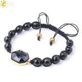 CSJA 8mm Natural Stone Bracelet Purple Quartz Crystal Tourmaline Amazonite Druzy