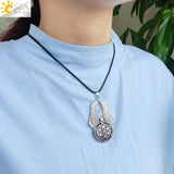 CSJA Amethysts Stone Pendant Reiki Angel Wings Necklace