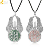 CSJA Amethysts Stone Pendant Reiki Angel Wings Necklace