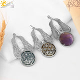 CSJA Amethysts Stone Pendant Reiki Angel Wings Necklace