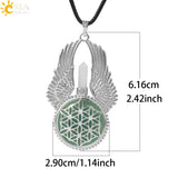 CSJA Amethysts Stone Pendant Reiki Angel Wings Necklace