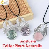 CSJA Amethysts Stone Pendant Reiki Angel Wings Necklace