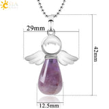 CSJA Angel Stone Necklace Pink Quartz Lapis Lazuli Pendant Women Jewelry E947