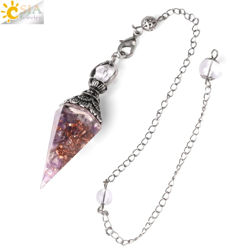 CSJA Antique Divination Quartz Pendant Healing Pendulum G841