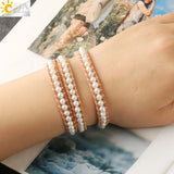 CSJA Atural Pearl Bracelets Women Leather Wrap Bangles Boho Jewelry S631