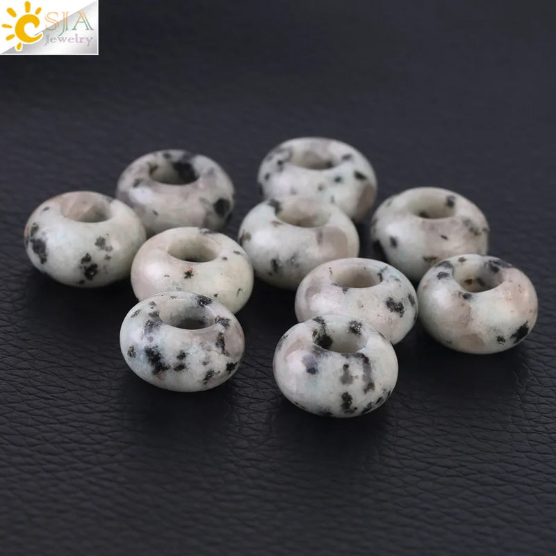 CSJA 14mm Natural Stone Big Hole Beads for Jewelry Making 10pcs F423