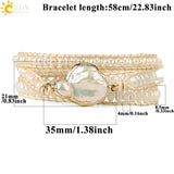 CSJA Bohemia Wrap Leather Bracelets Freshwater Pearls Glass Crystal Charm Women