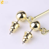 CSJA Natural Quartz Crystal Druse Gems Dangle Earrings