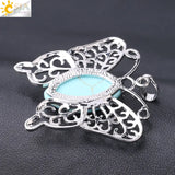 CSJA Butterfly Pendant Natural Crystal Hollow Wing Animal Pendant