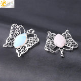 CSJA Butterfly Pendant Natural Crystal Hollow Wing Animal Pendant
