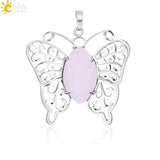 CSJA Butterfly Pendant Natural Crystal Hollow Wing Animal Pendant