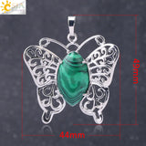 CSJA Butterfly Pendant Natural Crystal Hollow Wing Animal Pendant