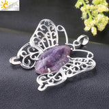 CSJA Butterfly Pendant Natural Crystal Hollow Wing Animal Pendant