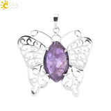 CSJA Butterfly Pendant Natural Crystal Hollow Wing Animal Pendant