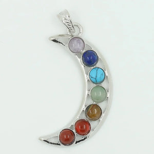 CSJA Chakras Stone Pendant Angel Wings Amulet Yoga Necklace