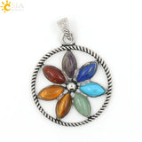 CSJA Chakras Stone Pendant Angel Wings Amulet Yoga Necklace