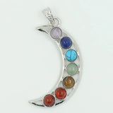 CSJA Chakras Stone Pendant Angel Wings Amulet Yoga Necklace