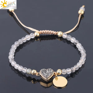 CSJA Cloud Crystal Bracelet Natural Stone Faceted Small Beads Charms Woven
