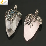 CSJA Cone Faceted Antique Silver Pendant Pink Crystal Lapis Spider Necklaces