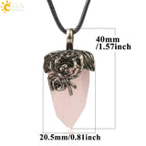 CSJA Cone Faceted Antique Silver Pendant Pink Crystal Lapis Spider Necklaces