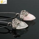 CSJA Cone Faceted Antique Silver Pendant Pink Crystal Lapis Spider Necklaces