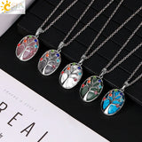 CSJA Reiki Tree of Life Necklace Healing 7 Chakra Pink Quartz Amethyst Jewelry