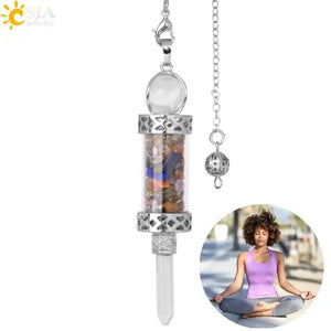 CSJA Clear Quartz Pendulum Natural Stone Pendant