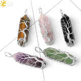 CSJA Natural Crystal Pendant Hexagonal Silver Necklace