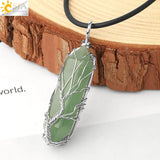 CSJA Natural Crystal Pendant Hexagonal Silver Necklace