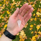 CSJA Natural Stone Crystal Pendulum Hexagonal Reiki Pink Quartz Amethyst G955