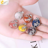 CSJA Elephant Pendant Natural Stone Crystal Charm for Necklace Making H018