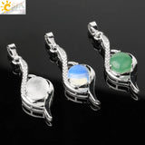 CSJA Devil's Eye Pendant Necklace Natural Stone Crystal Heart Shape