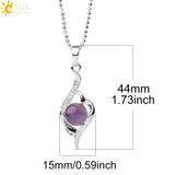 CSJA Devil's Eye Pendant Necklace Natural Stone Crystal Heart Shape