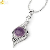 CSJA Devil's Eye Pendant Necklace Natural Stone Crystal Heart Shape